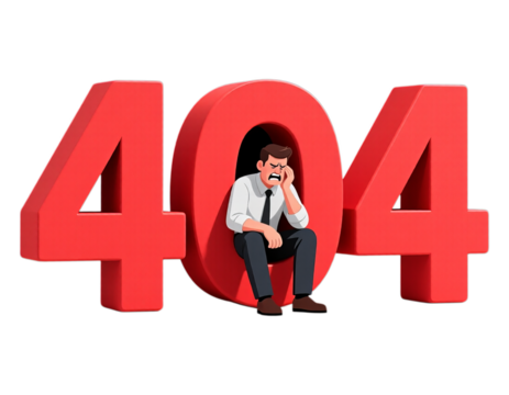Red 404 Error Illustration with Transparent Background, 3D Realism Design Element