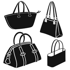 Handbag tote clutch duffel bag silhouettes vector