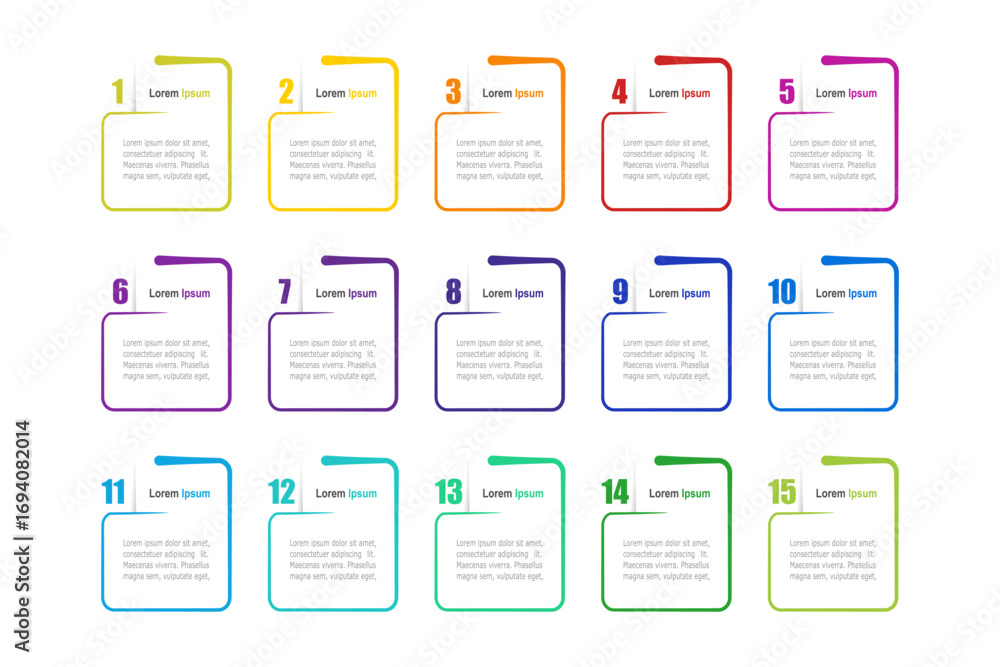 Canvas Prints for business concept with 15 steps infographics, rectangle shape with multicolor label, design for w