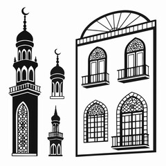 Islamic architecture elements minarets and windows