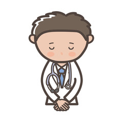 頭を下げて謝罪する男性医師の上半身イラスト