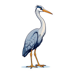 Vsai grey heron standing, showing its elegance and long beak