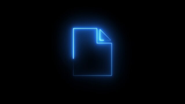 Blue Neon File Icon with Glowing Outline on Black Background photo 2323.mp4