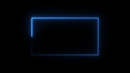Blue Neon Rectangle Frame on Black Background border