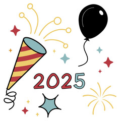 New Year Celebration Elements With Year party popper