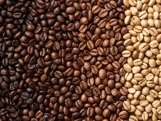 Fototapeta premium Coffee Bean Gradient. A Study in Texture and Tone, From Rich Brown to Pale Ivory.