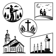 Religious icons sermon gathering church cross candles