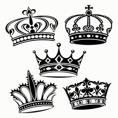 Royal crowns and tiaras ornate designs regal