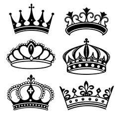 Royal crowns and tiaras black silhouettes regal monarchy © Md Kazi Rahman