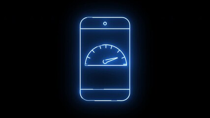 smartphone icon and speedometer icon with neon effect - Powered by Adobe