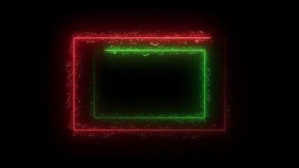 Dual Glowing Rectangular Frames Red and Green with Textured Edges on Black borders rectangles