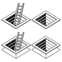 Square hatches with ladders and without opening access