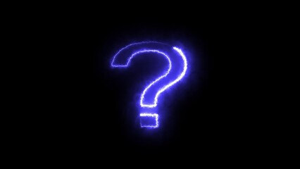 Naklejka premium Glowing blue neon question mark symbol with a dark background and subtle light effects punctuation query