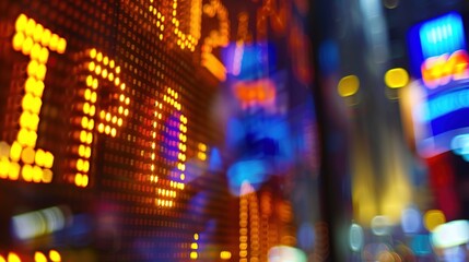 Fototapeta premium Close-up of golden stock market ticker displaying IPO with financial charts, symbolizing investment opportunities and capital market growth. Financial business and trading concept. 