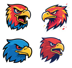 Vsai four aggressive eagle heads logo representing power and pride