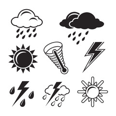 Weather forecast icons rain lightning