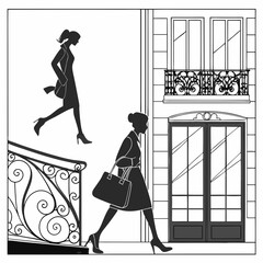 Women walking high heels elegant fashion silhouette