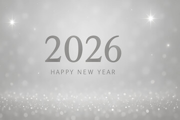 New Year and Christmas 2025/2026. New Year's background. Festive mood. Postcard. Bright lights, grey background.