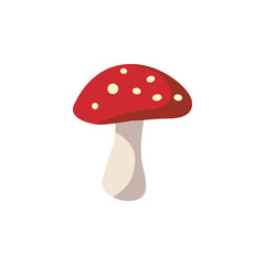 Vector illustration of a mushroom with red cap and white spots.
