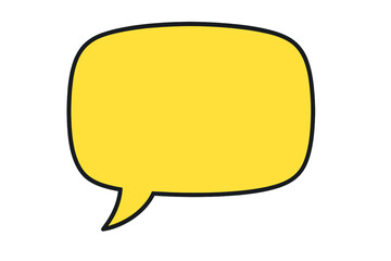Fototapeta premium Yellow speech bubble vector. Flat icon for communication. Cartoon comic illustration for dialog, chat, or message. Blank talk box for quote. Graphic design element.
