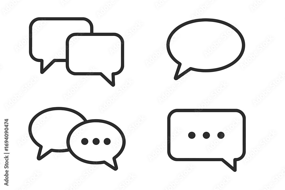 Poster speech bubble icon set. chat message symbol collection for web and app ui design. vector line art il