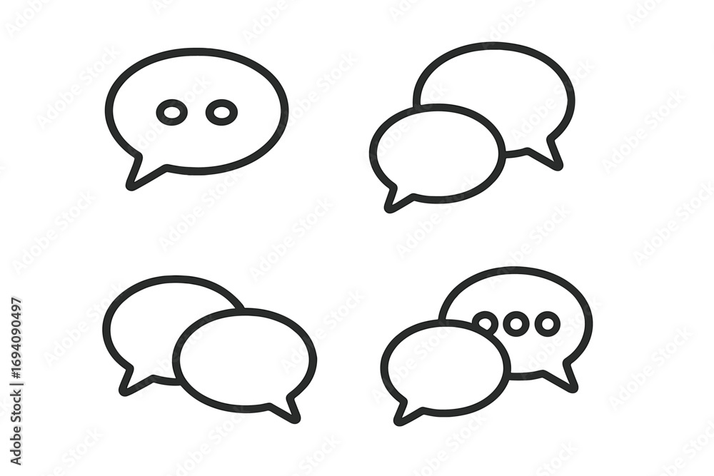 Poster chat bubble icons set. speech bubbles for communication, messages, dialogue. vector line art for web
