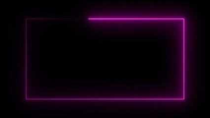 Vibrant Pink Neon Rectangle Frame on Black Background abstract border