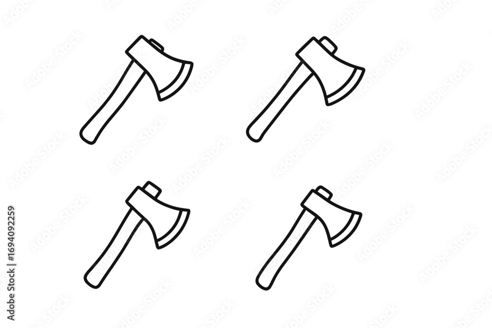 Poster axe icon set. collection of simple hatchet line icons. minimalistic linear pictogram for web and gra