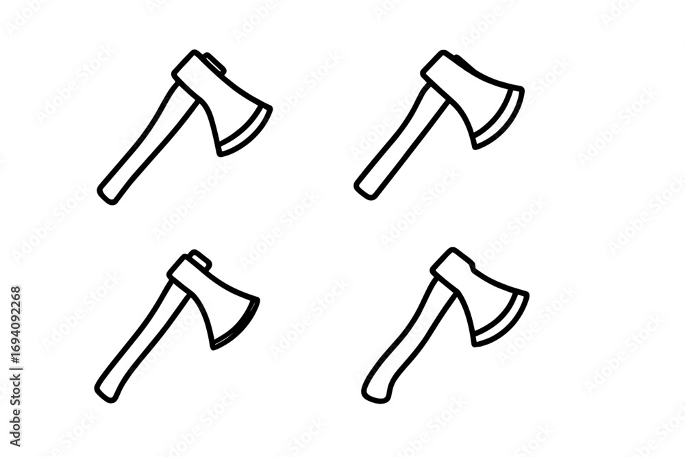 Poster axe line icon set. minimalistic linear pictogram collection for web and graphic design. vector illus