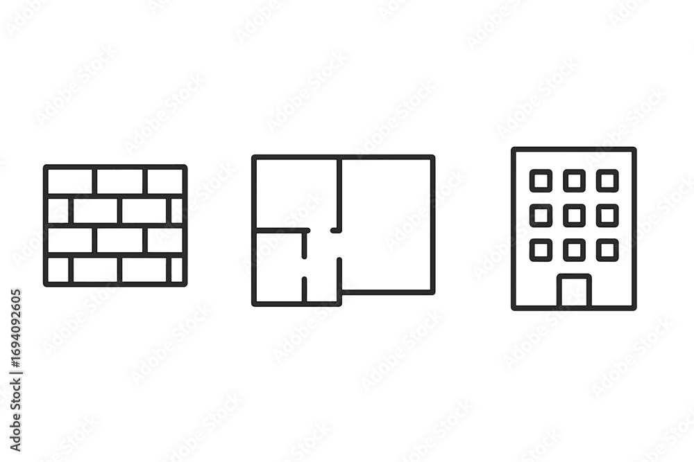 Poster set of construction and building line icons. real estate and architecture symbols for web. includes 