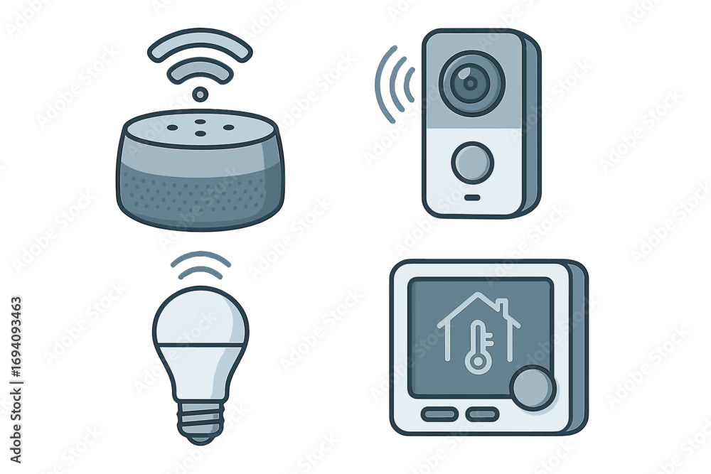 Aufkleber smart home automation icon collection. internet of things vector concept. set with voice assistant, 