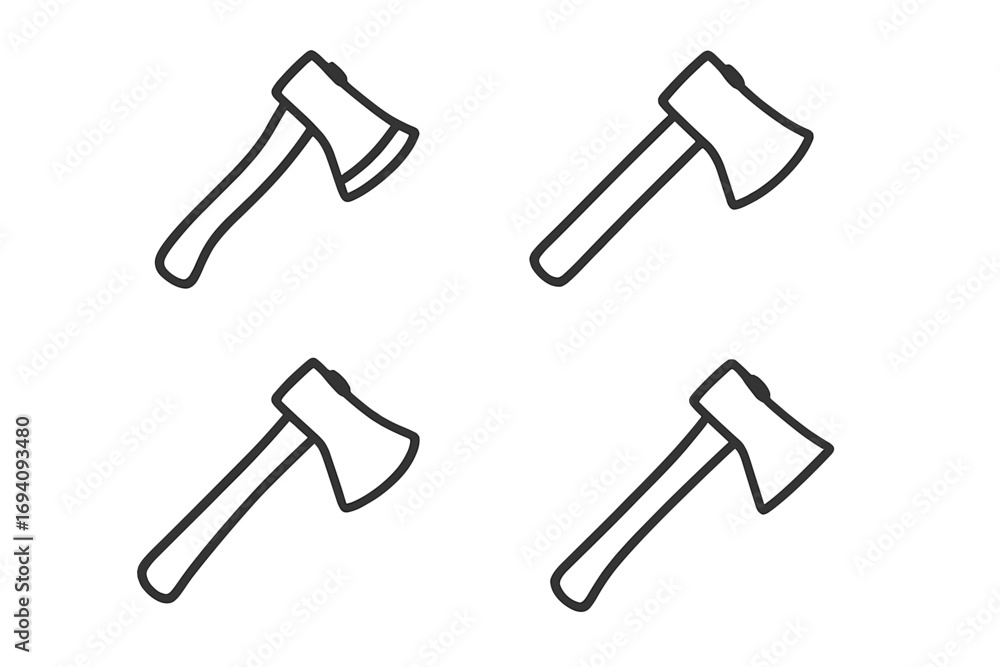 Poster axe line icon set. minimalistic linear pictograms of axes for web and graphic design. vector symbols