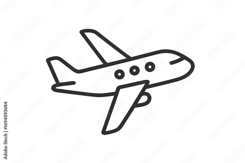 Poster simple linear plane icon for travel and transport concepts. minimalistic airplane pictogram for web 