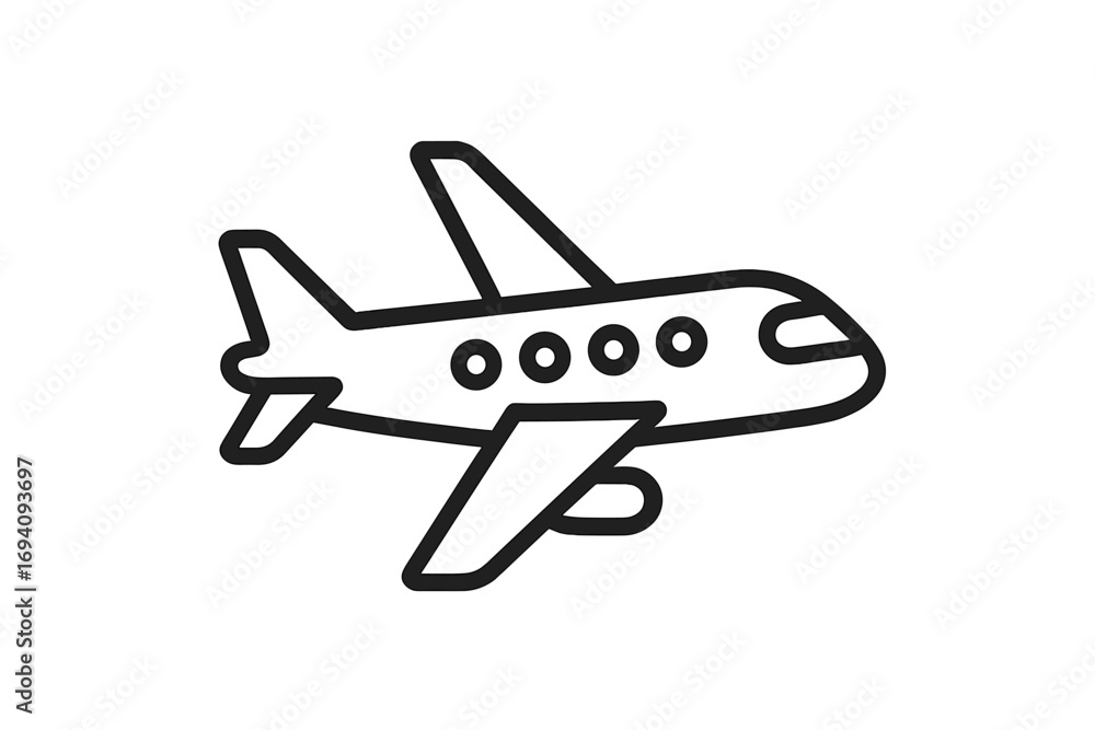 Poster simple linear icon of plane. minimalistic pictogram for web and graphic design. vector cartoon illus
