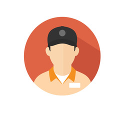 Flat Design Avatar of Delivery Worker with Cap – Vector Illustration