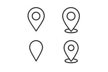 Map pin line icon set. Location marker vector pack. Minimalist outline pictogram for web and graphic design. Simple navigation symbol for apps. GPS destination pointer place.