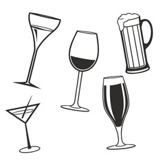 Assorted alcoholic beverage glasses wine glass martini glass