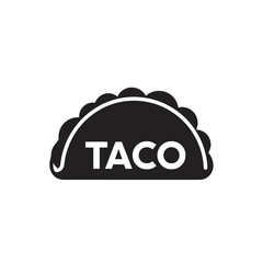 Black silhouette of a taco with the word 