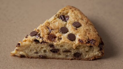 Triangular Treat. Golden Hues and Chocolate Dots on a Beige Canvas, A Delicious Delight.