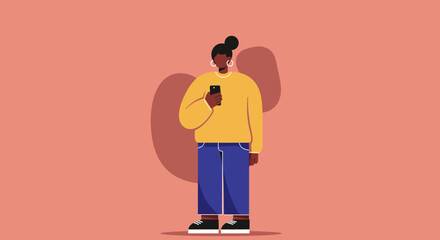 Young woman using a smartphone, representing digital connectivity, social media, and modern lifestyle. Ideal for technology, communication, and casual content.