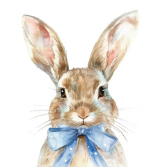 Obraz premium Charming rabbit with a blue bowtie ready for a festive spring celebration