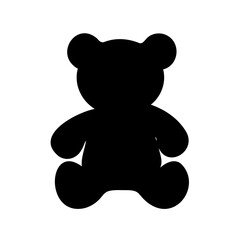 Silhouette of a Sitting Teddy Bear with Round Ears and Body Shape