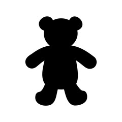 Black silhouette of a teddy bear standing on a white background