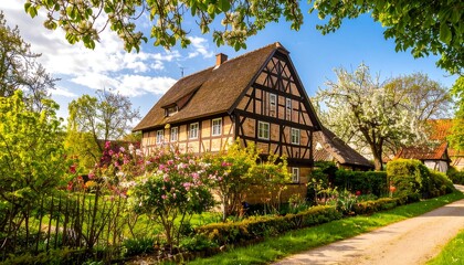 Obraz premium Charming farmhouse in spring