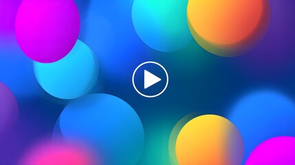 Stunning abstract background with vibrant colorful circles and play button for modern presentations