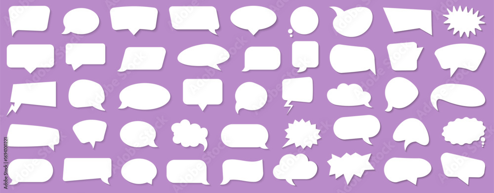 Poster speech bubble blank collection. variety of empty comic bubbles for text and dialogue. useful for com