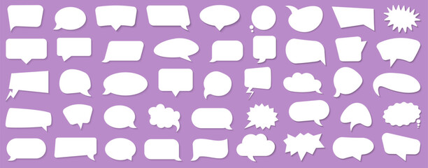Speech bubble blank collection. Variety of empty comic bubbles for text and dialogue. Useful for comics, notes, and design