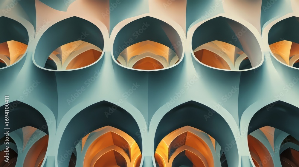 Aufkleber the image shows a seamless, geometric pattern composed of overlapping arches.