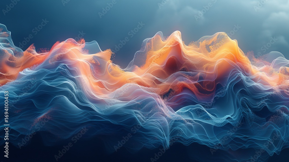Poster waveform is designed, featuring a variety of shapes, amplitudes, and colors, ranging from smooth flo