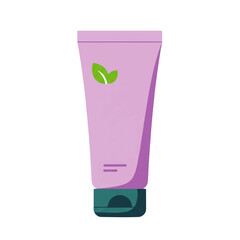 A light purple tube of cosmetic cream or lotion with a green cap and a small green leaf icon.